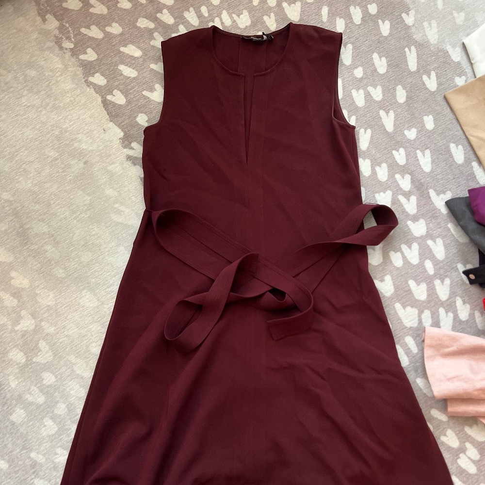 Theory Dark Purple Women’s Dress with Tie at Waist Size 6